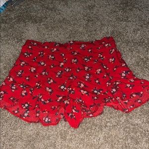 Red flowery shorts